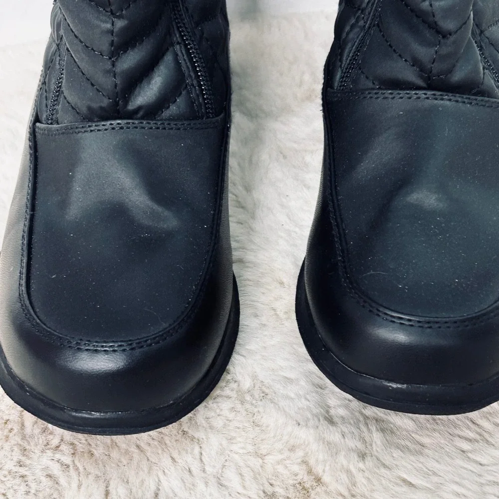 Totes Womens Jodi Black‎ Quilted Waterproof Winter Boots Faux Fur Lined Size 7